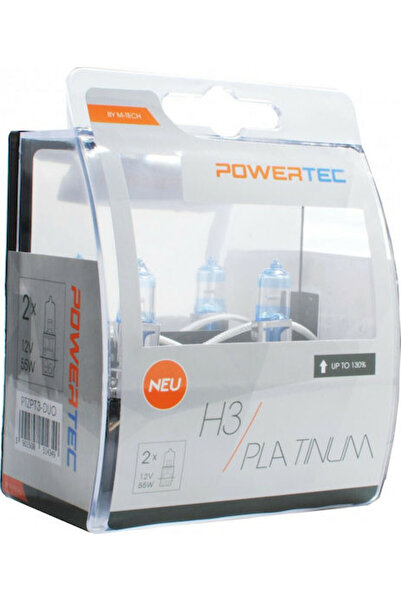 M-TECH Λάμπες Αυτοκινήτου & Μοτοσικλέτας Powertec Platinum +130% H3 Αλογόνου ...