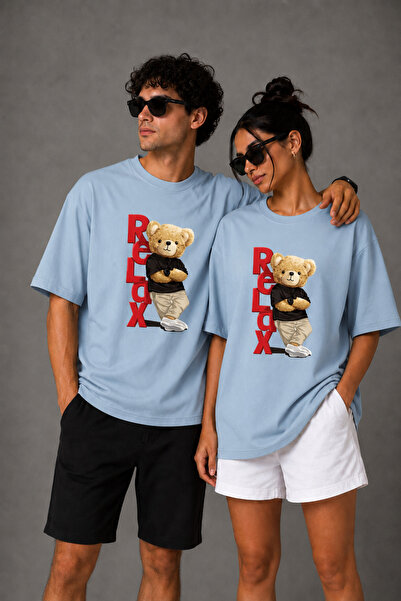 FECCY Premium Relax Printed Unisex Oversize Women's T-Shirt Men's T-Shirt Cot...