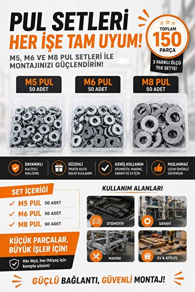 Üstün 150PCS PUL SETİ (M5,M6,M8)
