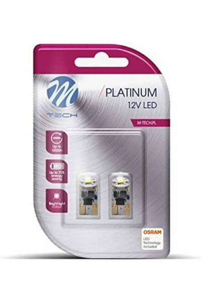 M-TECH Λάμπες Αυτοκινήτου & Μοτοσικλέτας W5W LED 12V 0.8W 2 τεμάχια