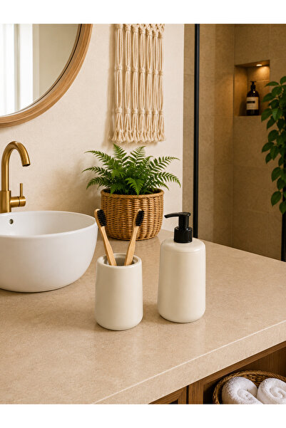 Zigzag Home Decorative Bohemian Style 2 Piece Bathroom Set Liquid Soap Dispen...