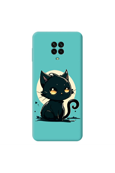 Other Xiaomi Redmi Note 9 Pro Black Cat Turquoise Colored Silicone TPU Θήκη