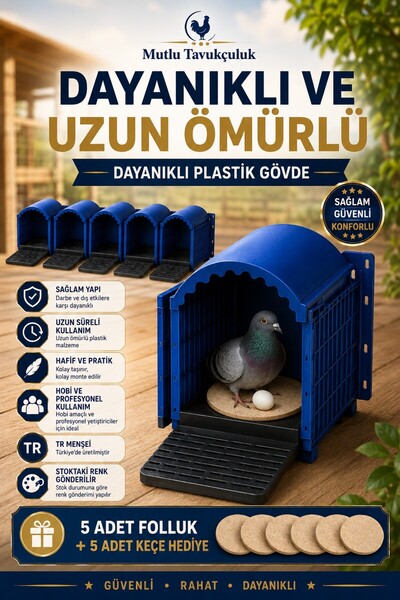 MUTLU TAVUKÇULUK 5 Adet Güvercin Folluğu Plastik Duvara Asılabilir Güvercin Y...