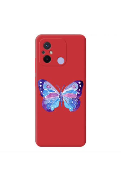 Other Xiaomi Redmi 12C Big Butterfly Red Colored Silicone TPU Θήκη