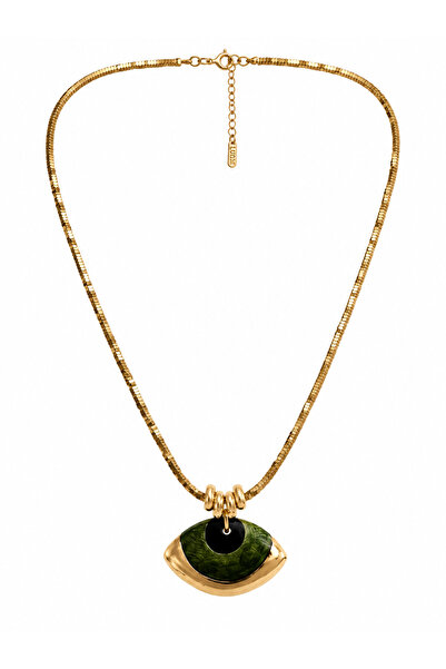 Sense of Atelier Zareya Hematite Stone Evil Eye Necklace-Green