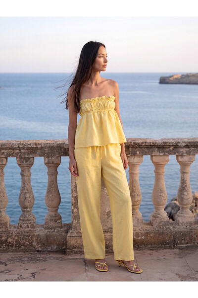 LC Waikiki Vizyon New Season Women's 100% Linen Trousers with Elastic Waist