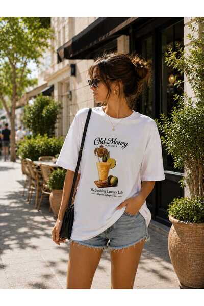 Kadın Oversize Baskılı %100 Pamuk T-shirt
