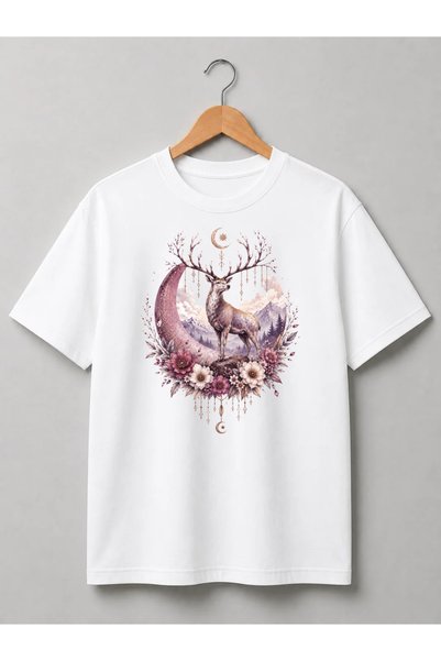 Grafftee Clothing تي شيرت قطني مطبوع بتصميم أنيق من TUNALYA Zarif Bilge Geyik...