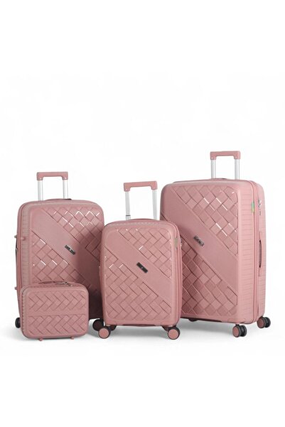 PP Luxury Durable 4-Piece Luggage Set (Shatterproof with Bonus Handbag) with ...