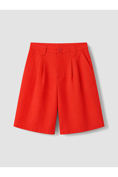 LC Waikiki Lcw Kids Red Girls Pleated Bermuda Shorts
