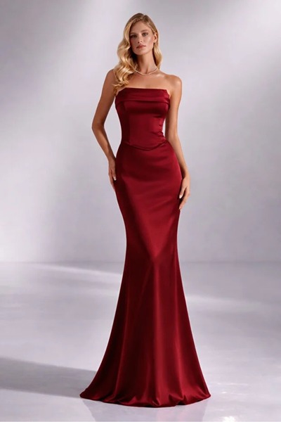ALTOBAD Red Taffeta Gown