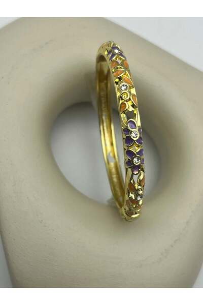 BİJU YILMAZ 26Kmp08 - Purple Flower Enamel Handcuffs