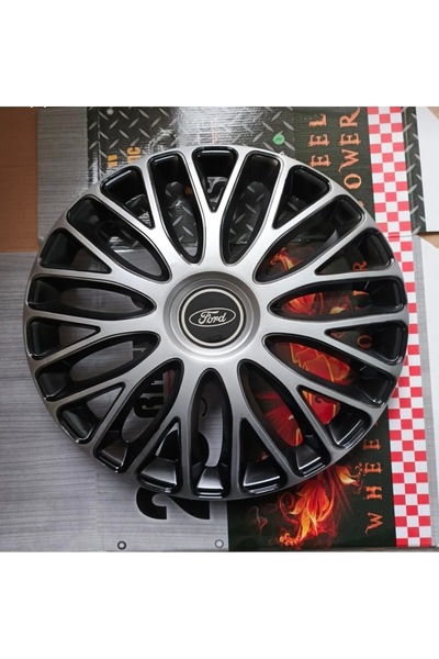 ERN GARAGE Ford Courier Uyumlu 15"inç Çift Renk Jant Kapağı 4'lü Takım Amblem...