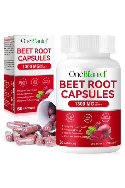 Onebtanicl Capsule Sfeclă Roșie 1300mg, 60 Capsule, Suport Tensiune Arterială...