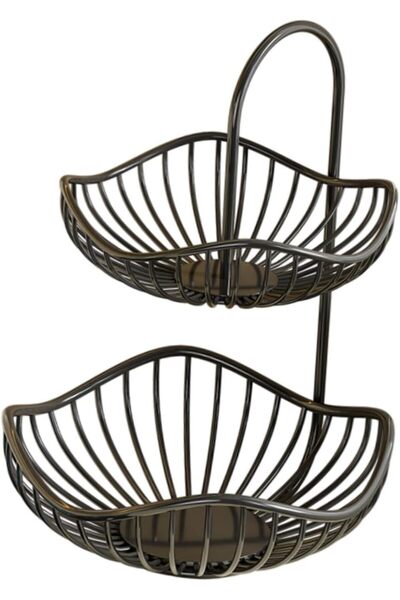 Arabest 2 Tiered Fruit Basket, Veggie, Onion, Garlic Storage, Open Design, Sp...