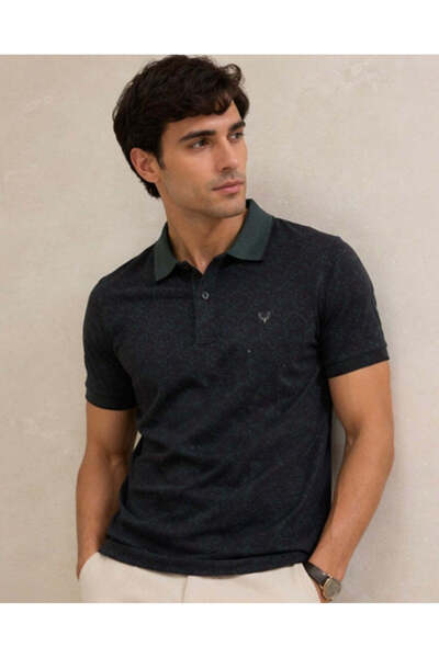 Allen Solly GREEN TEXTURED POLO T-SHIRT MEN