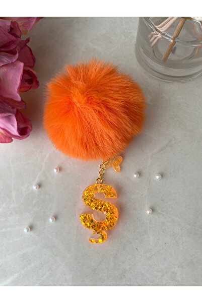 Bellinzona Letter Ş Vip Orange Orange Glitter Charm&Keychain [with Pompom Opt...