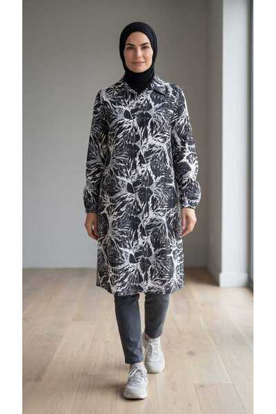 ECE GİYİM Women's Patterned Front Buttoned Empire Tunic Shirt