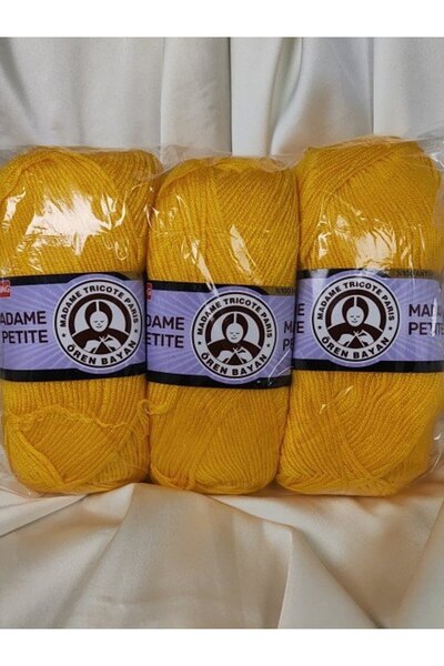 Ören Bayan Madame Peti̇te Antipilling Yellow Hand Knitting Yarn (3 Pieces) (A...
