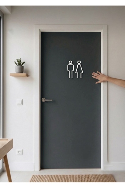 Objekto3D Modern WC Tuvalet Lavabo Erkek Kadın Kapı Duvar Tabelası Levhası & ...