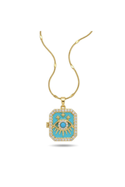 h&b design jewel Steel Eye Detail Illustrated Necklace