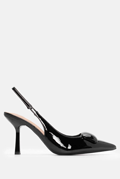 Luigi Μυτερές γόβες slingback με αγκράφα - Μαύρο λουστρίνι - 37