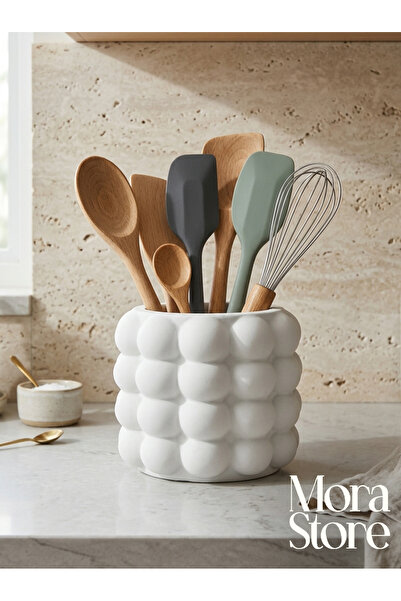 mora store حامل ملاعق عصري بتصميم فقاعات مع 4 فقاعات، منظم ملاعق خرساني للطاو...
