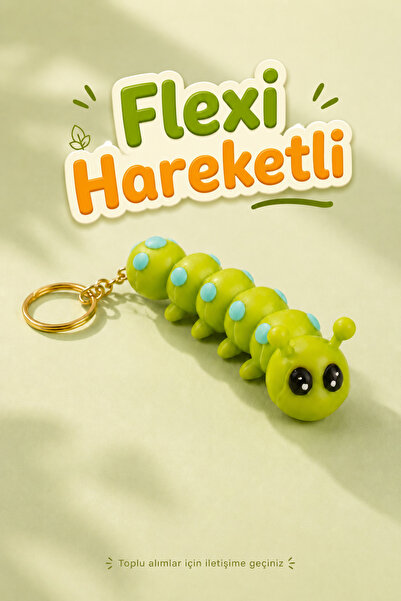 WOWOLAB Tırtıl Figürlü Flexi Anahtarlık