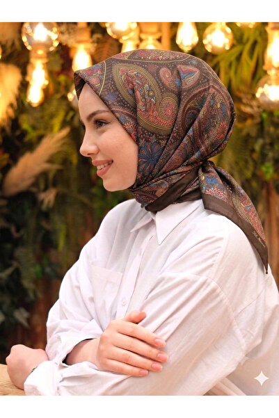 Nazellaa Shawl Patterned Hand-Stitched Soft Scarf - Brown