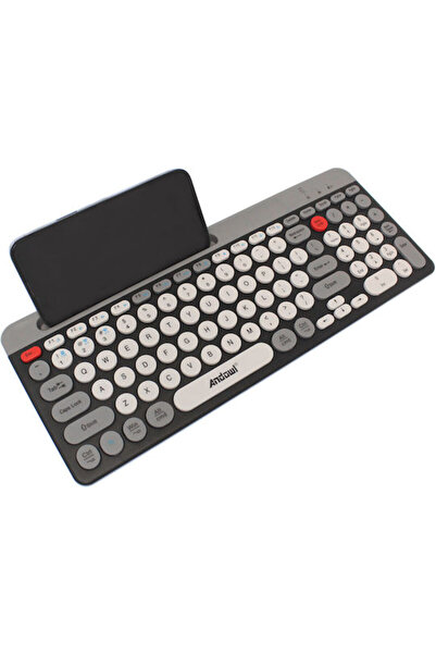 Andowl QK8066 Ασύρματο πληκτρολόγιο Bluetooth Μόνο Αγγλικό US Γκρι