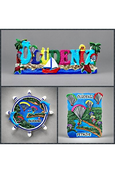 Mundy Ölüdeniz 3 lü Polyester Kabartmalı Magnet Set Dekoratif Hediyelik Buzdo...