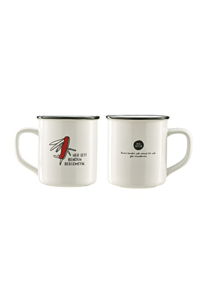 Paşabahçe Hisli Şeyler Pocket Knife Mug White, Stylish Design
