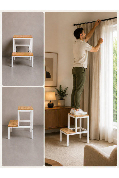 YüceerHome Kadem 2 Basamaklı Merdiven Tabure Çok Amaçlı Kullanım 120 Kg Taşım...