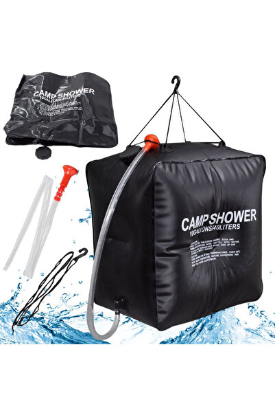 Ayawaska Dus solar camping 40L cu furtun si agatatoare, dus portabil cu incal...