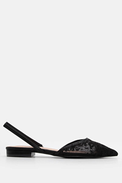 Luigi Δαντελένιες Γόβες Slingback - Μαύρες - 36