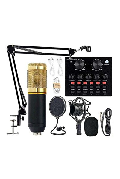Generic V8 Sound Card With Bm-800 Condenser Microphone Mic Kit with Live Soun...