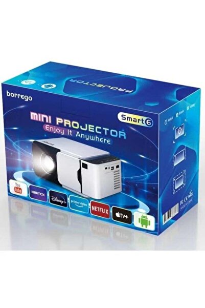 Borrego Smart 6 Mini Android 13 Portable Projector with 1080P HD & 4K Support...