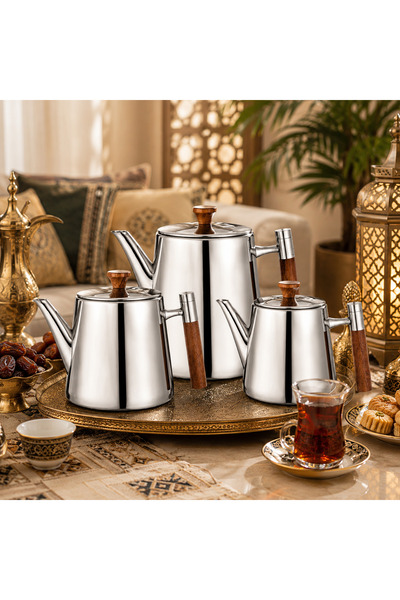 Dania 🫖   Luxury Stainless Steel Tea Pot Set 3 Pieces - Three Different Size...