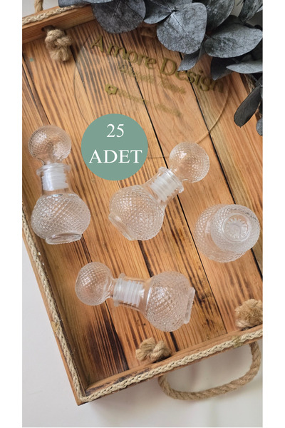 AmoreDesign A'more Design Tıpalı Kapak Kristal Boş Cam Şişesi | 25 Adet