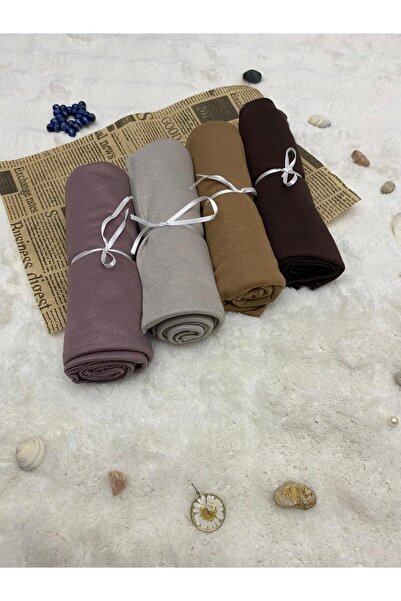 ALTIN DİKİŞ Combed Cotton Shawl Set of 4 Soft Textured Jersey Combed Cotton S...