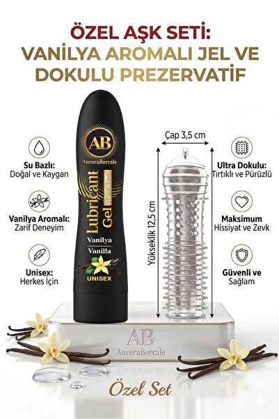 AuroraBoreale Büyük Boy Vanilyalı Kayganlaştırıcı Jel Şeffaf Tırtıklı Prezerv...