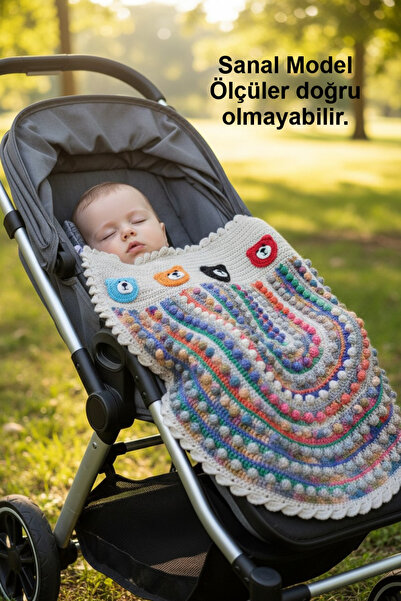 Ece Örgü Tasarım Atölyesi Hand-Knitted, Winter Luxury Stroller Blanket (82X78...