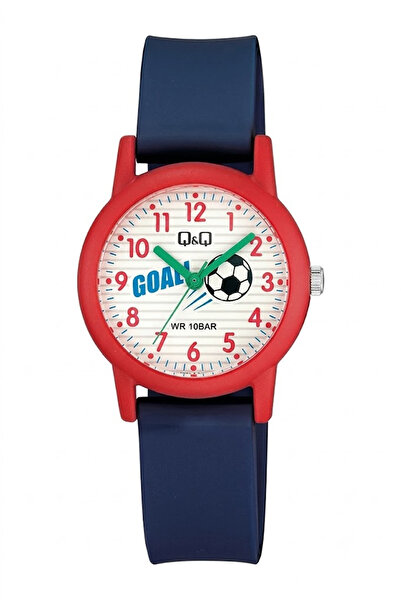 Q&Q Unisex Lacivert Futbol Topu Desenli 10 Atm Su Geçirmez Silikon Kordonlu Ç...