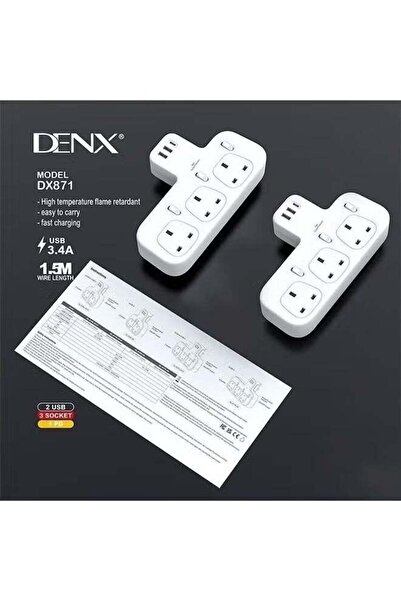 TERRION Denx Multi-Outlet Wall Power Strip with 3 Triple Sockets, 2 USB Ports...