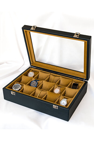 Shansora Design 15-Piece Premium Dark Green Watch Box, Special Design with Fa...
