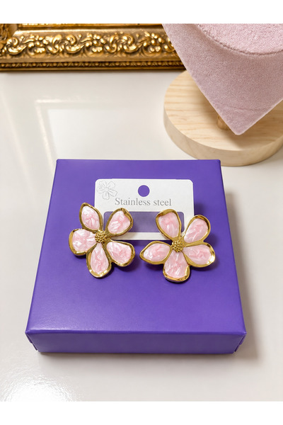Gizemindünyası Mineli Pink Sakura Flower Earrings