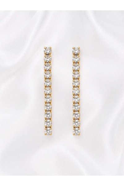 Simovia 3 mm Yuvarlak Zirkon Taşlı Su Yolu Küpe