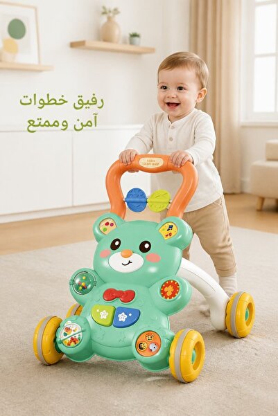 Generic مشاية أطفال بلاستيكية قابلة للتعديل مع مركز نشاط وعجلات غير قابلة للا...