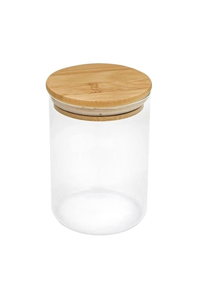 OEM Borcan de depozitare din sticlă, cu capac din bambus, 500 ml, practic pen...