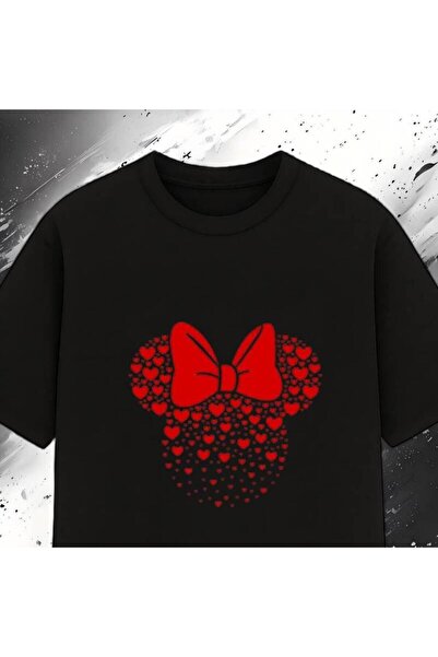 STITCHLY تي شيرت رجالي قطني بتصميم جرافيك على شكل قلب - أسود بأكمام قصيرة ويا...